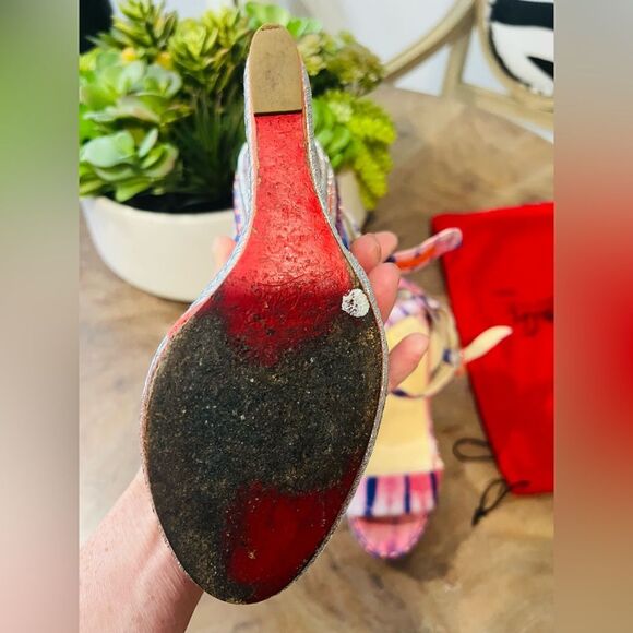 Christian Louboutin Cataclou Duplice Pink and Purple Wedges size 38 - Picture 11 of 14